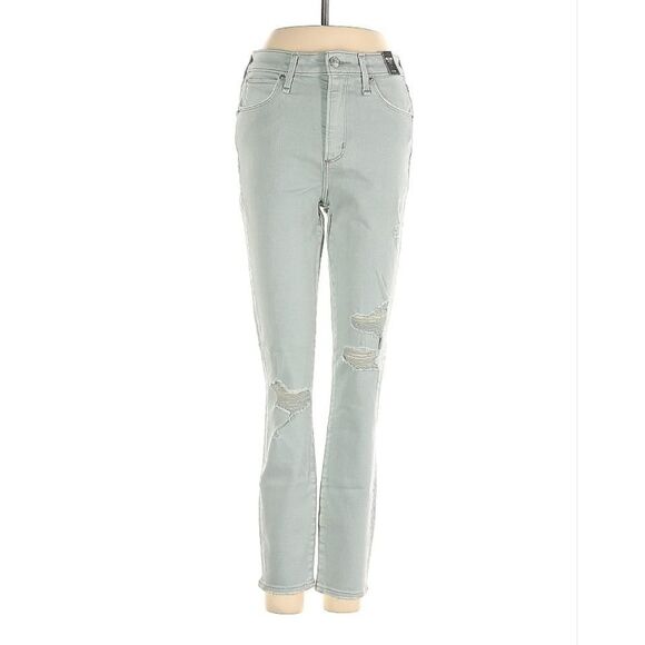 NWT Abercrombie & Fitch Simone‎ High Rise Ankle Jeans Sz 24 Green Cotton - Picture 1 of 10